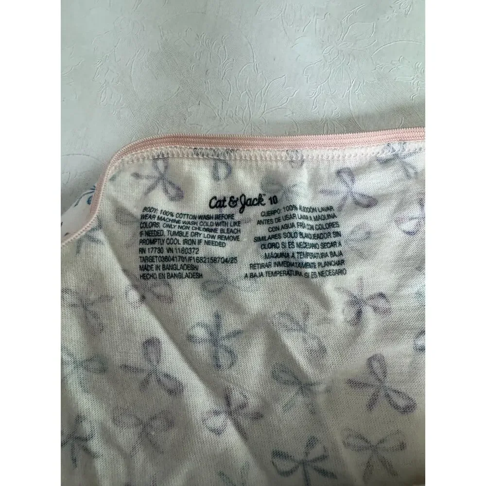 Cat & Jack Girls Brief Underwear Size 10 Bow Print 100% Cotton Pink